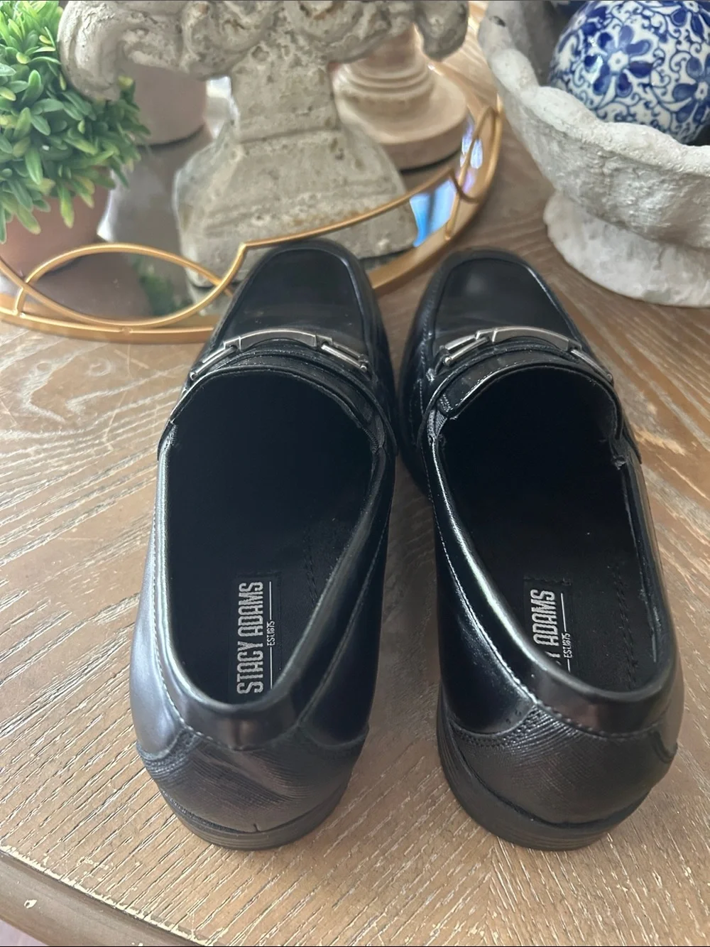Stacy Adams Big Boys Faux Black Leather Bit Loafers Dress Shoes 3.5